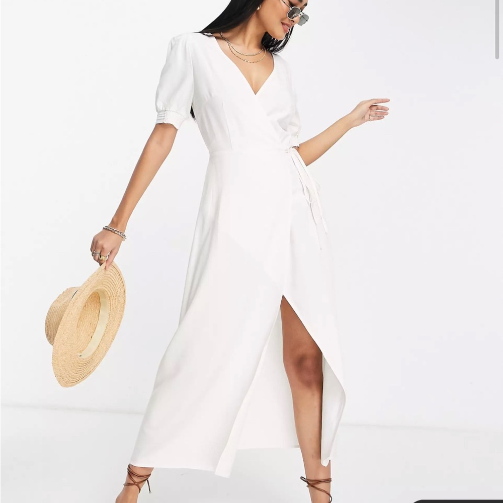 The Frolic Exclusive beach wrap summer dress in white ASOS